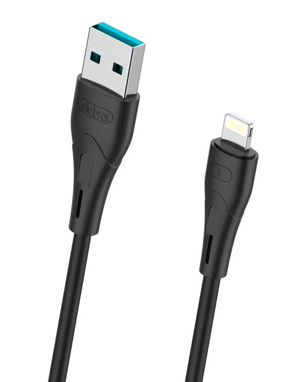CELEBRAT καλώδιο Lightning σε USB CB-18I, 15W 2.4A, 480Mbps, 1m, μαύρο