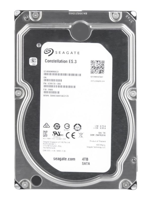 SEAGATE σκληρός δίσκος 3.5" Constellation ES.3, 4TB, 7200RPM, 6Gb/s, FR